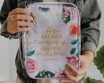 Eleanor Theme Bible Case, Bible Cover, Hand-Painted Bible Cover Design, Floral Bible Cover, Floral Bible, Flower Bible Cover