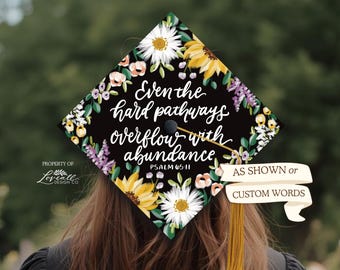 Graduation Cap Topper | Custom Word Grad Cap Topper | Personalized Graduation Cap Decor | Printed Topper | Hand-Illustrated Original Designs
