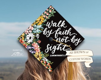 Graduation Cap Topper | Custom Word Grad Cap Topper | Personalized Graduation Cap Decor | Printed Topper | Hand-Illustrated Original Designs