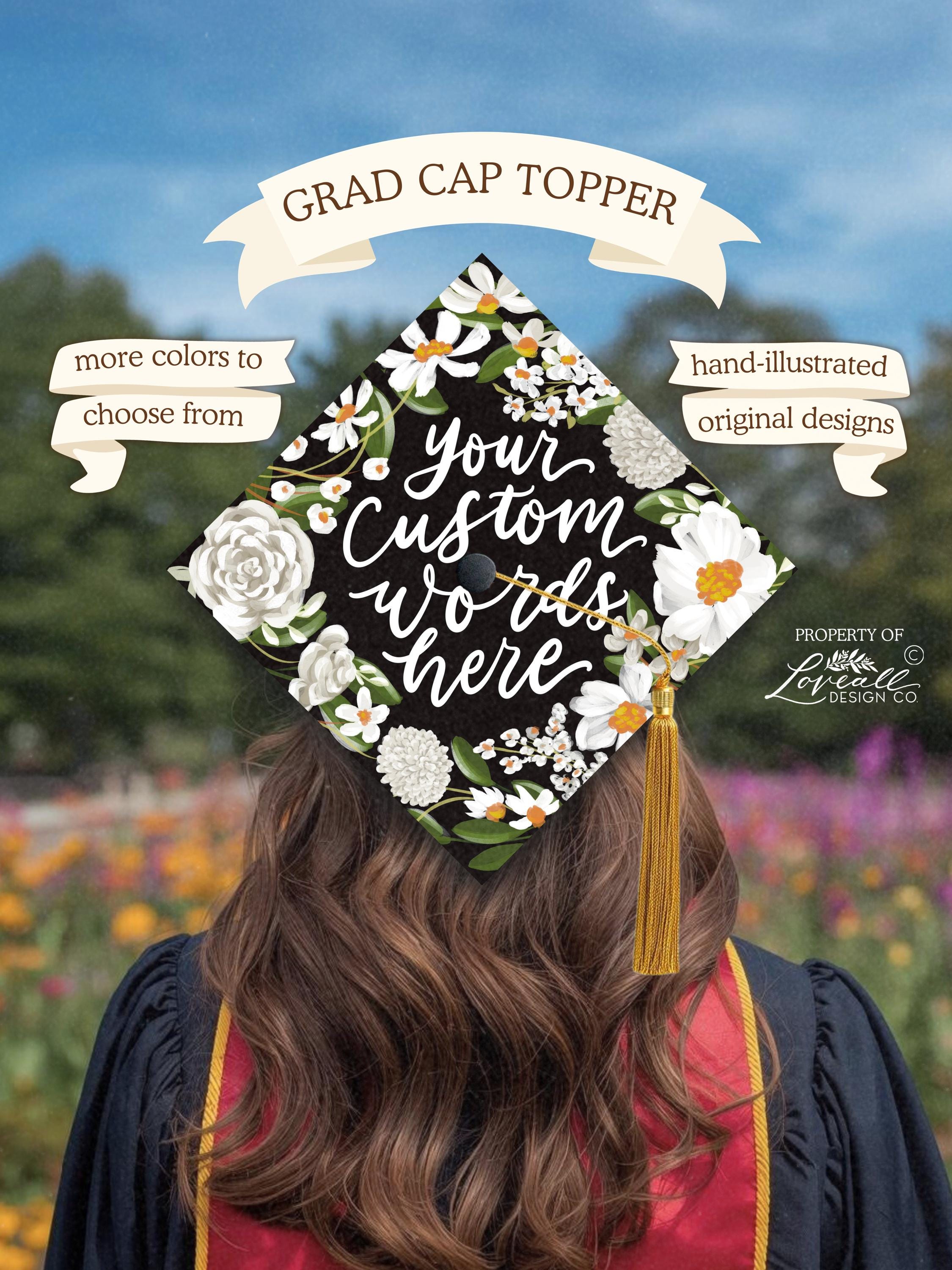 Handmade Graduation Topper Floral Graduation Cap Topper | Custom Graduation Cap | Rose  main image 4