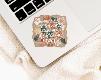 You're My Hiding Place Sticker, Scripture Lettering Sticker, Hand-Lettered Sticker, Laptop sticker, Waterbottle Sticker, christian Gift