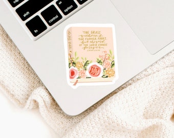 Hand-Painted Bible  Sticker, Floral Sticker, Hand-Lettered Sticker, Laptop sticker, Christian Sticker, Waterbottle Sticker
