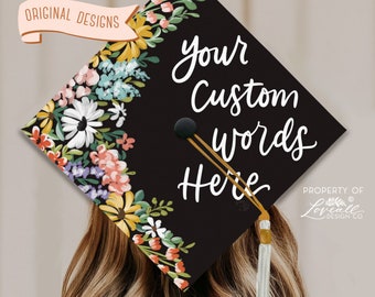 Custom Heidi Theme Graduation Cap Topper, Graduation Cap Custom, Nursing Graduation Cap, Teacher Grad Cap, Nurse Grad Cap, Flowers, Florals