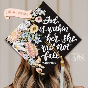 God Is Within Her She Will Not Fall Graduation Cap Topper, Psalm 46:5, Senior Graduation, Nurse Grad Cap, Teacher Grad, Maria