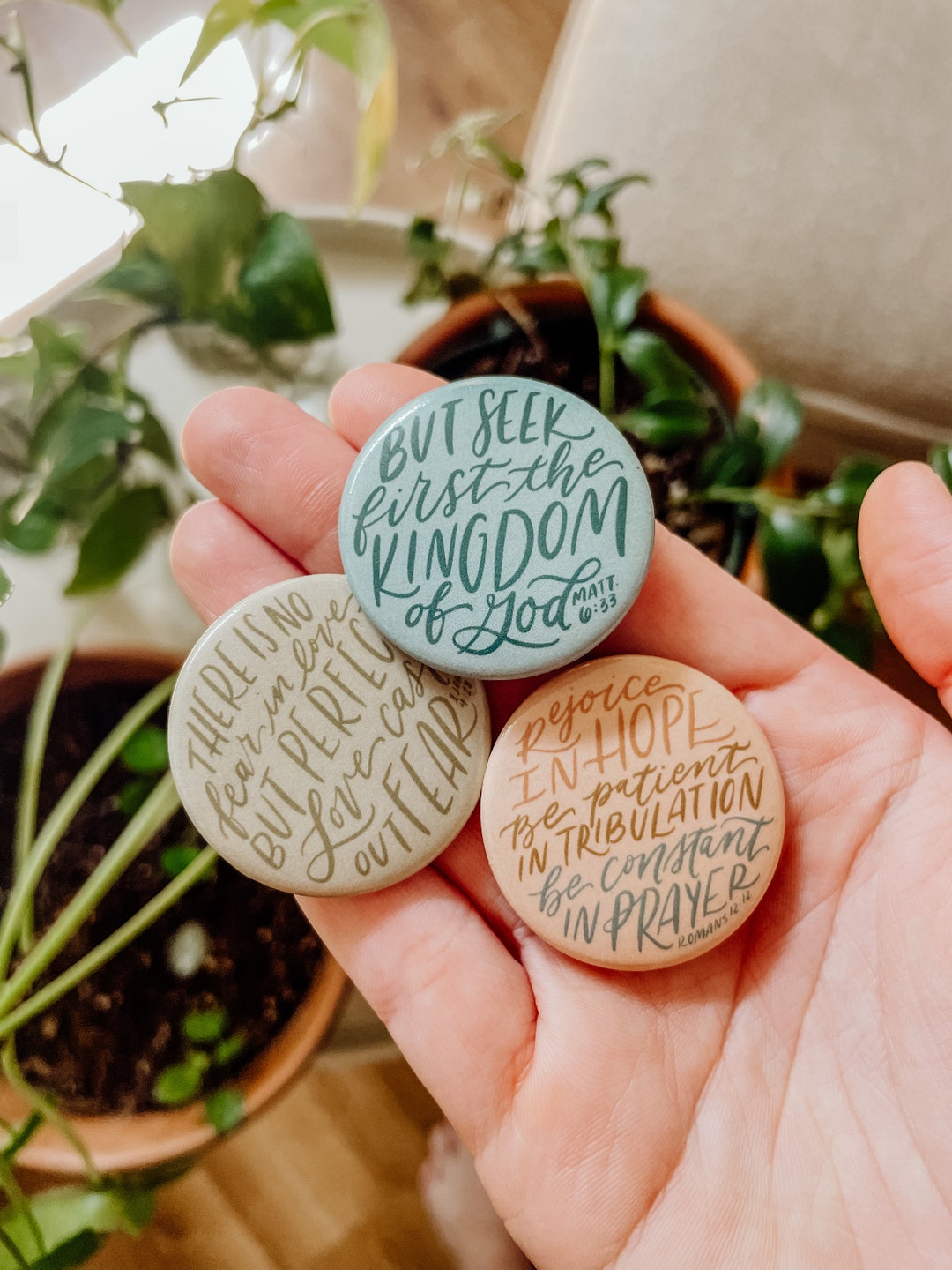 Christian Button Scripture Pin Faith Gift Button Pin Etsy