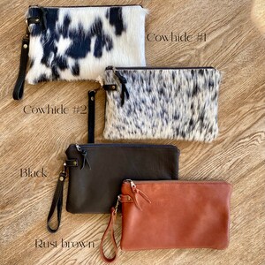 The perfect clutch Black & white cowhide or buttery soft leather wristlet clutch or small crossbody purse. image 3