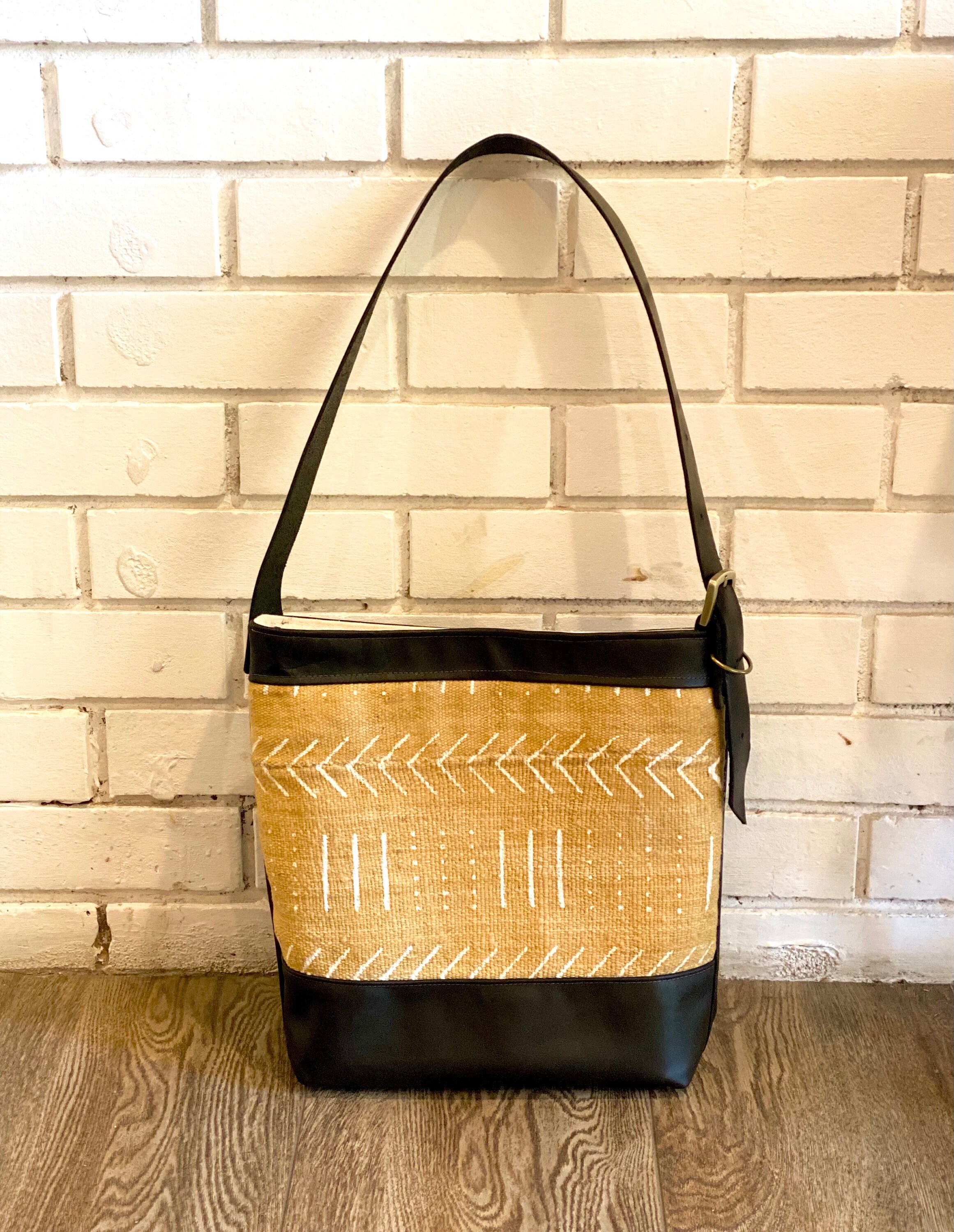 Mud Cloth Messenger Bag Black — Luangisa African Gallery