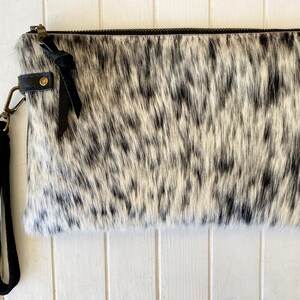 The perfect clutch Black & white cowhide or buttery soft leather wristlet clutch or small crossbody purse. Cowhide #2