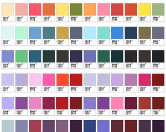 May include: A color chart with 144 different colors, labeled with the brand name "EZSilk" and a corresponding number. The colors are arranged in rows and columns, with each color having a small square.