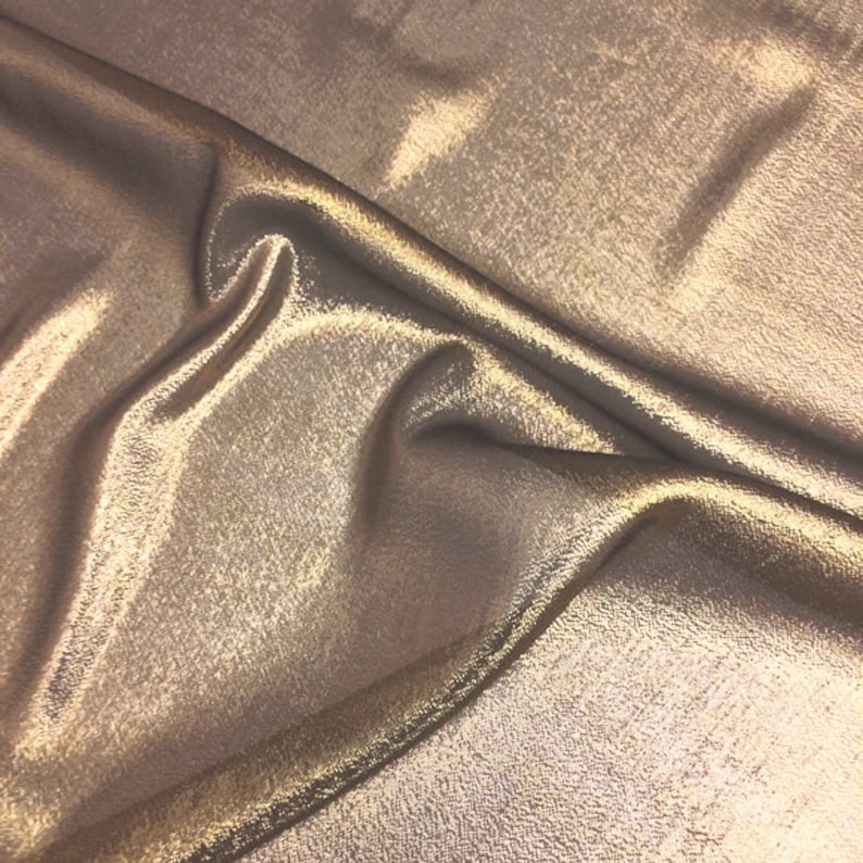 silk gold lame fabric by the yard gold metallic silk fabric image 1