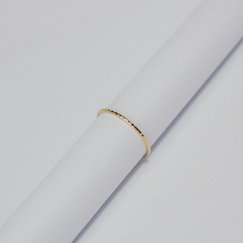 fine minimal dainty delicate thin yellow gold ring US5 or US6 faceted sparkle wavy wire,gift jewelry AU750 Solid 18K gold thin band ring