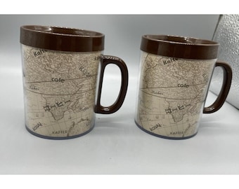 Kubek termiczny Vintage 2 Thermo Serve Cup Kaffee Map Insulated Cups Coffee Languages USA