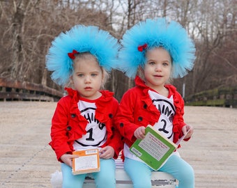 Dr Seuss inspired headbands, thing 1 and thing 2 headbands, hair accessories, accessories for girls, tutu headbands, thing one costumes