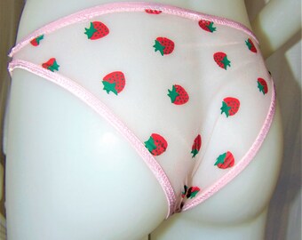 Transparent Panties with Red Strawberries