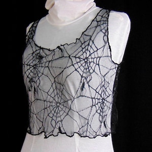 Spider Web Lace Crop Top - Perfect for Gothic and Alternative Styles