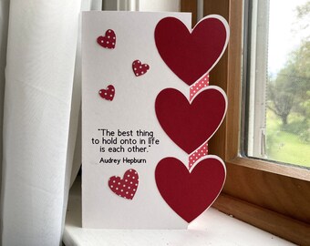 Valentine/Friendship/Anniversary/Wedding Greeting Card Red and White - Best Thing In Life to Hold Onto