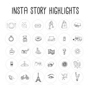 40 Instagram Story Highlight Cover Icons Black And White Etsy