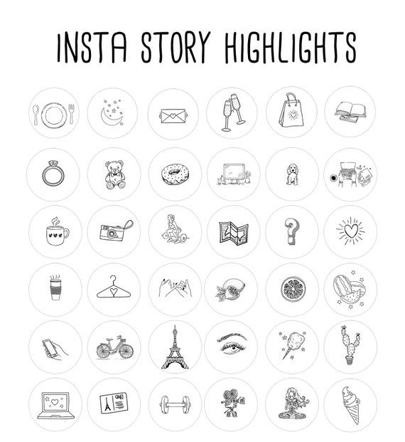 0 Instagram Story Highlights Icons Covers Black And Etsy