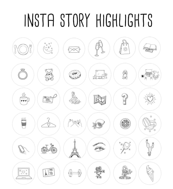 0 Instagram Story Highlights Icons Covers Black And Etsy