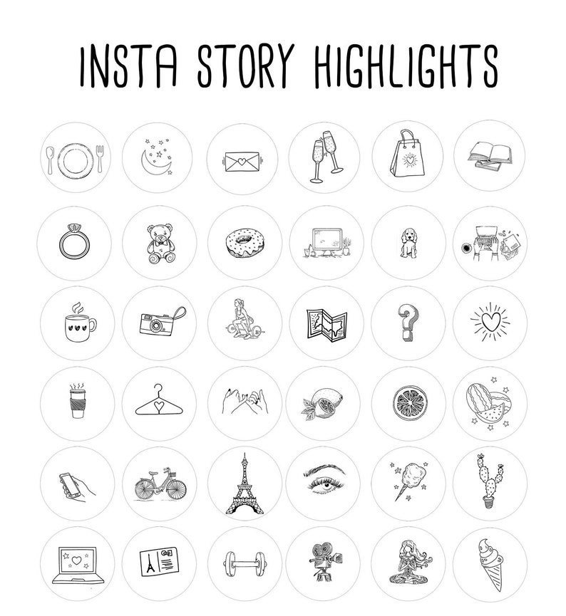 200 Instagram Story Highlights Icons Covers Black and Etsy