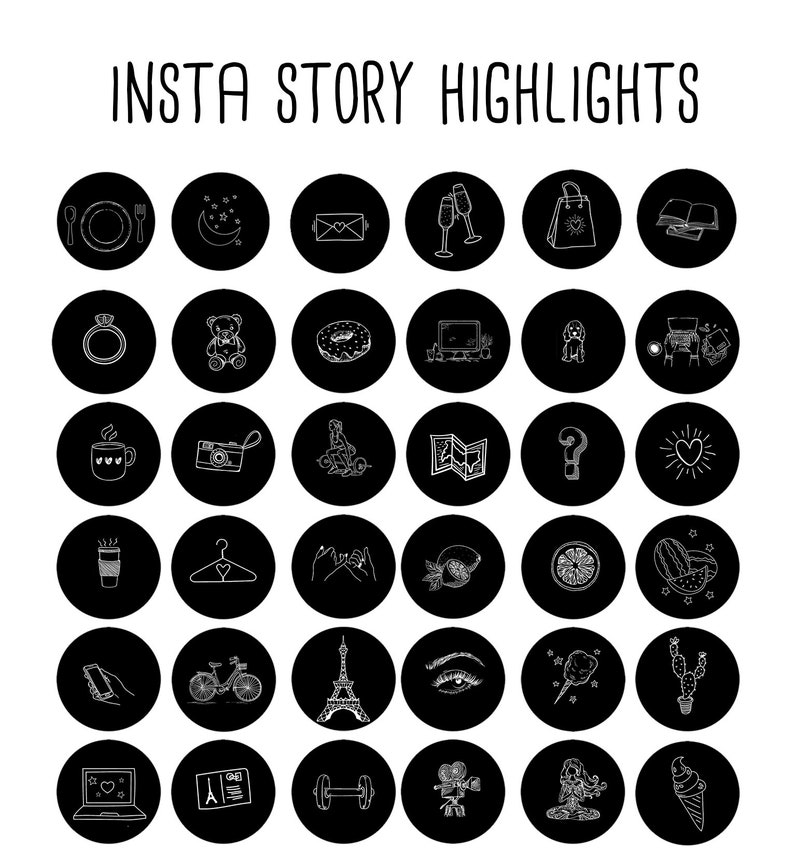 200 Instagram Story Highlights Icons Covers Black and White - Etsy