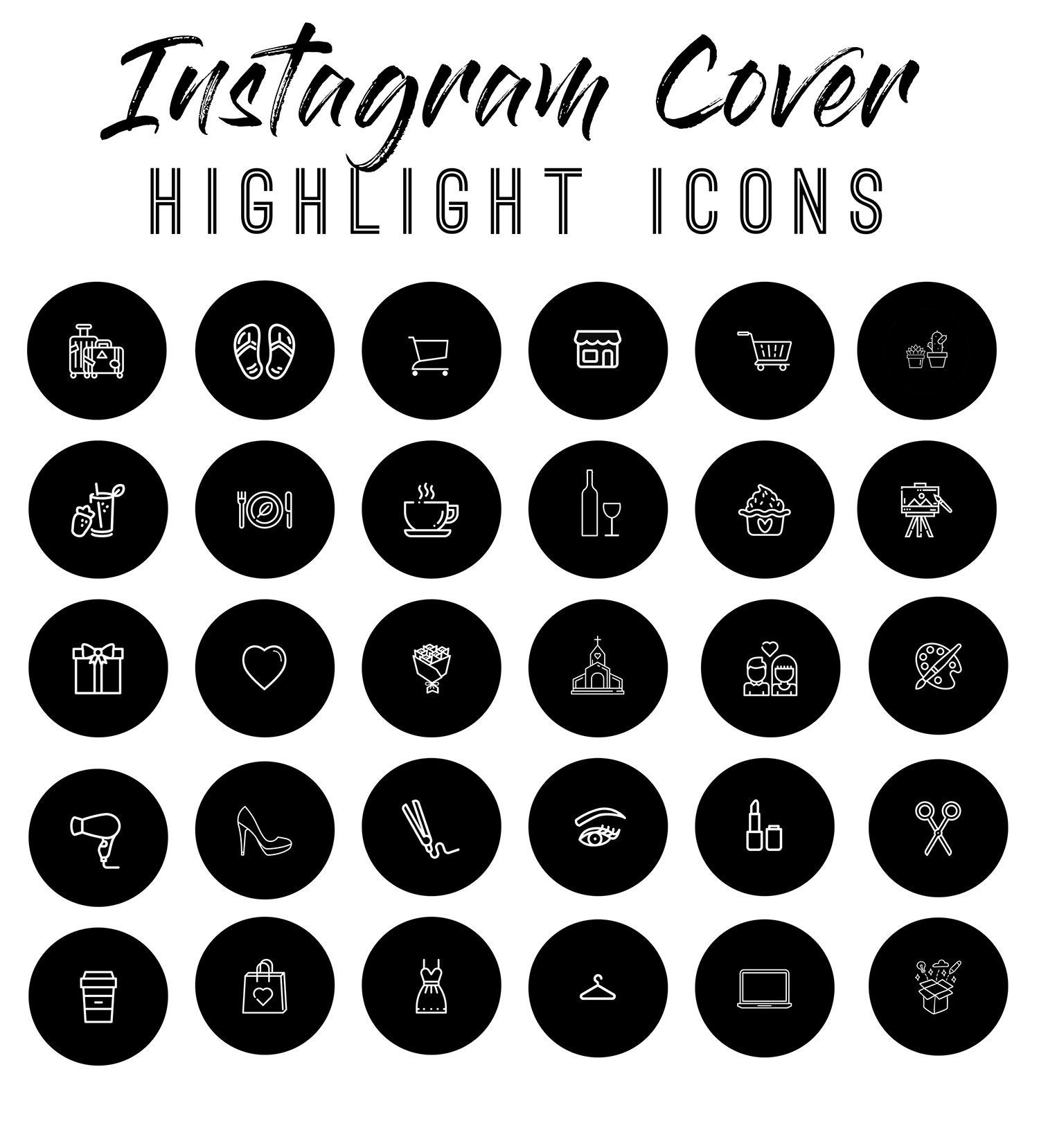 Instagram Story Highlights Icons Set of 57 Instagram Icons | Etsy