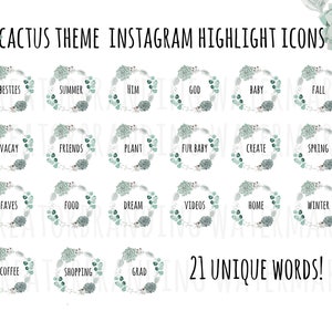 Cactus Instagram Story Highlight Cover Icons Text Word Based Cactus Succulent theme Blogger Mom Pets Lifestyle image 2