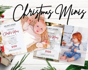 Christmas Mini Session Template - Photography Marketing Template - Print, Facebook, Now Booking Minis - Photoshop Editable