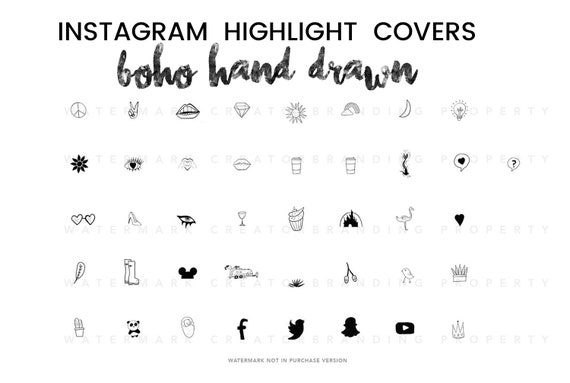 40 Instagram Story Highlight Cover Icons Black And White Etsy