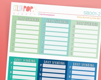 Spending Tracker, Spending Sidebar, Daily Spending Sidebar Stickers - SB001