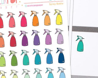 Cleaning Stickers, Spray Bottle Planner Stickers, Cleaning Stickers, Spray Bottles - D003