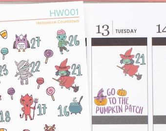 Halloween Countdown & Bucket List, Halloween Stickers - HW001