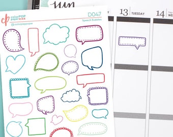 Speech Bubble Planner Sticker, Speech Bubble Stickers, Quote Bubbles, Speech Boxes - D047