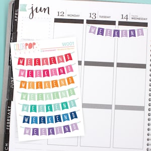 Autocollants de bannière du week-end, bannière du week-end, autocollants du week-end, EC Life Planner - W001