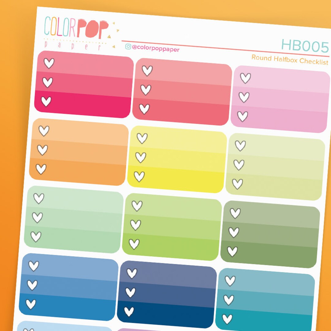 Half Box Checklist Stickers for Use With the Erin Condren Planner ...