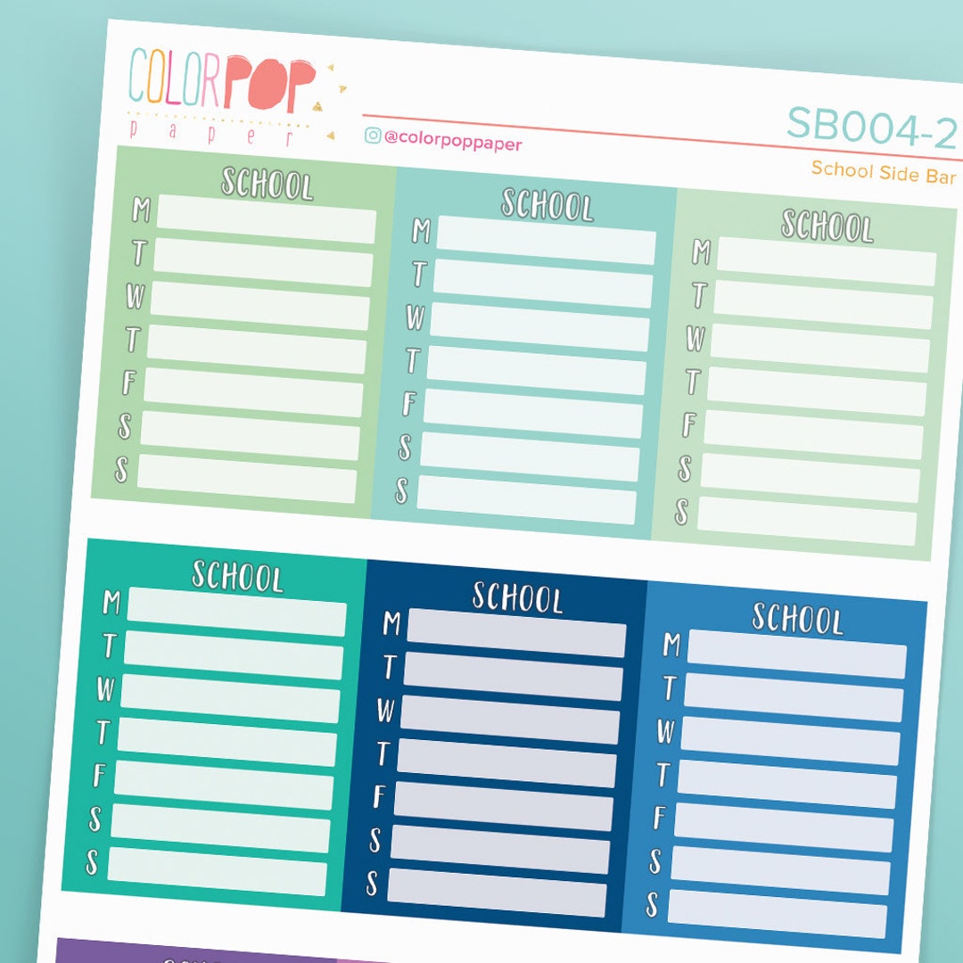 School Sidebar Stickers, School Sidebars, School Stickers SB004 Etsy