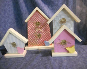 Country Wood Birdhouse Shelf Sitters