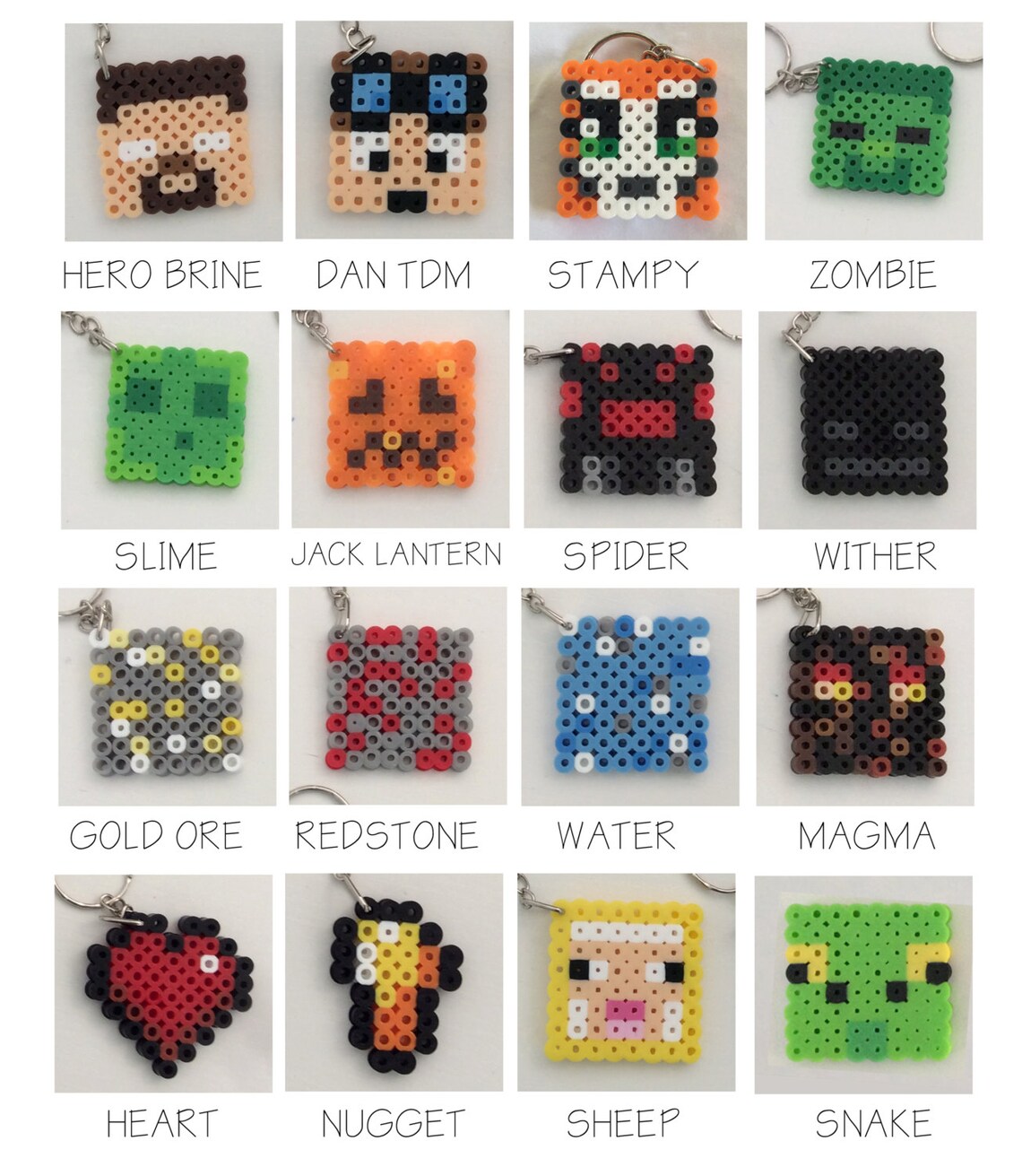 25 X Minecraft Inspired Key Chains / Key Rings Etsy