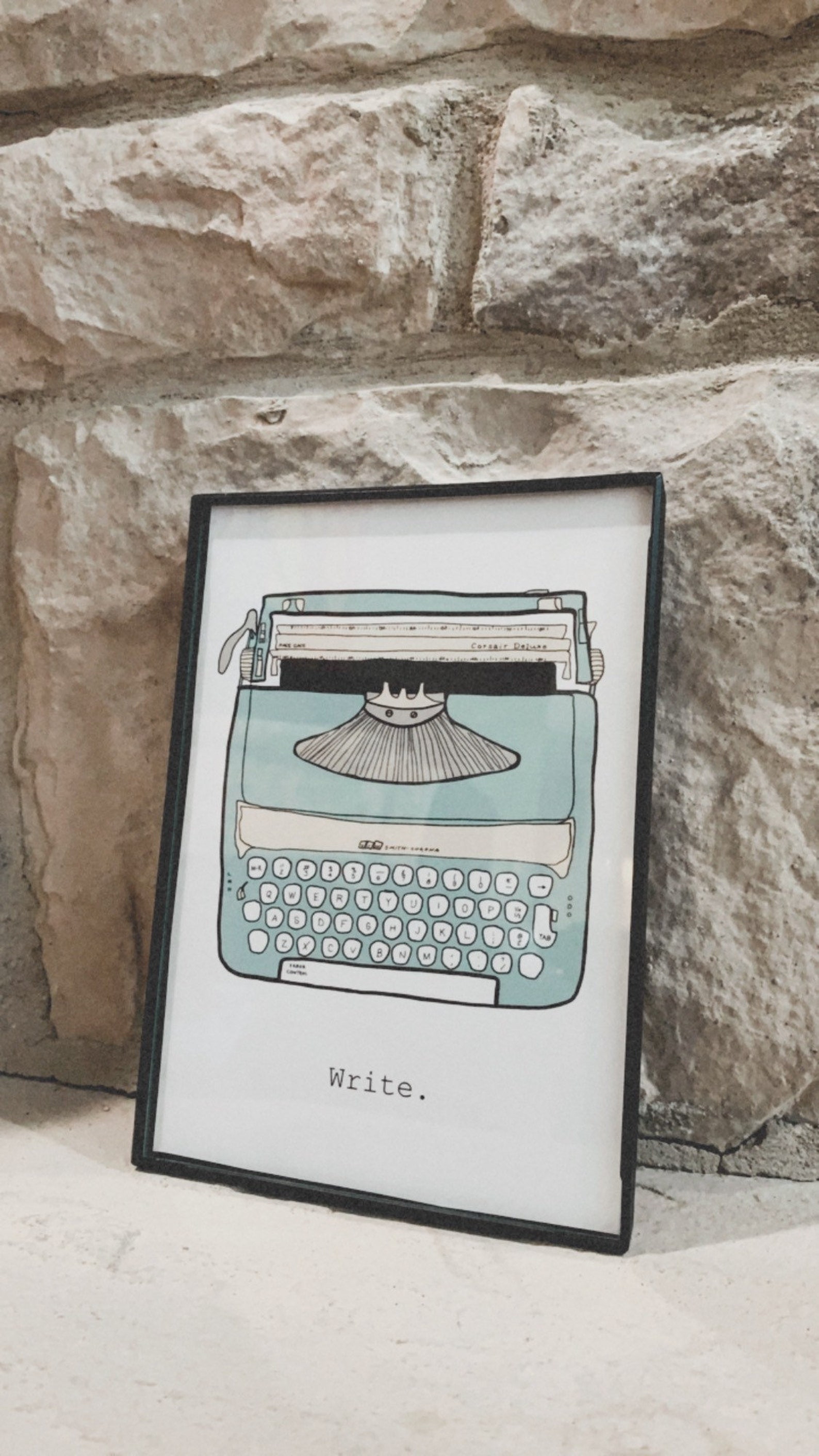 Typewriter Illustration writer gift author wall art | Etsy