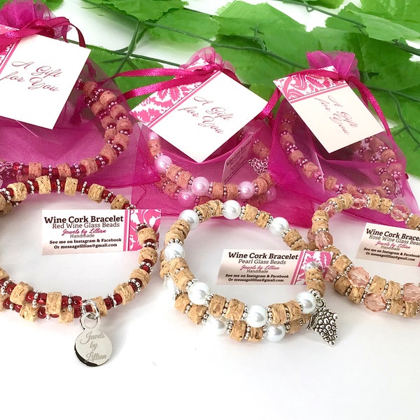 Free Shipping,Wine Cork Bracelets,Wine Lover Gifts,Red Wine,White Wine,Rosé Wine Colors,Cancer Bracelets