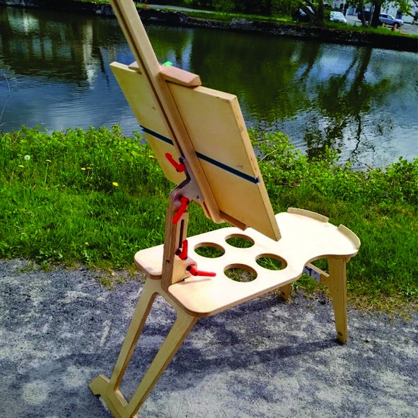 My EasyL The most versatile, lightest and finest donkey easel, art horse or art bench made.  For Plein Air artist as well as studio artist.