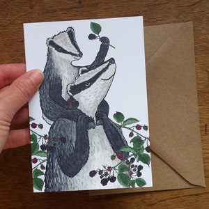 New Baby card: Badgers & Blackberries card by Alice Draws The Line; perfect for a Father's / Mother's Day / Grandparent/ Aunt or Uncle!