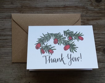 Thank Yew! A Thank You card for those with a love of Trees, Woodland and Nature by Alice Draws The Line