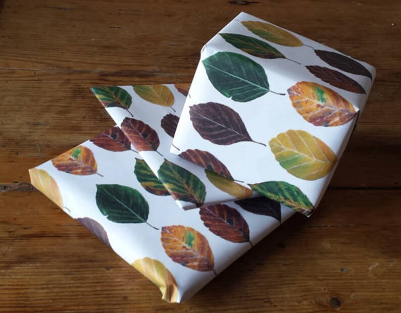 Beech Leaf Wrapping Paper by Alice Draws the Line Recycled Etsy UK