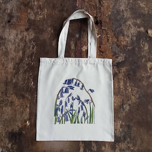 Bluebell bag by Alice Draws The Line, 100% recycled, reusable bag. A choice of designs available including botanical illustrations