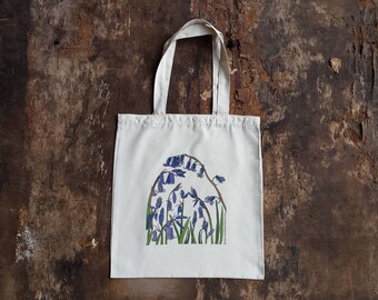 Bluebell bag by Alice Draws The Line, 100% recycled, reusable bag. A choice of designs available including botanical illustrations