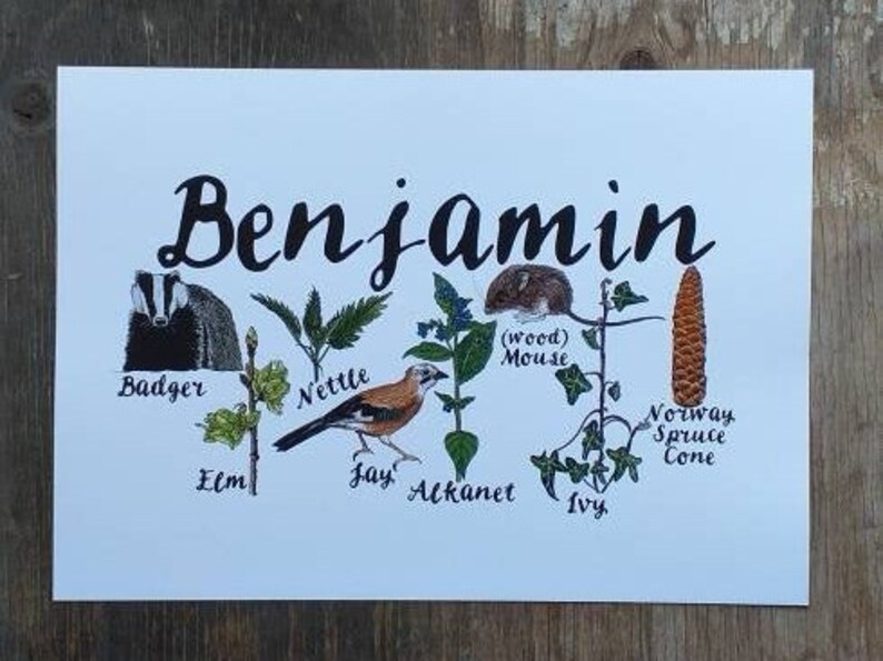 Personalised woodland name print A4 by Alice Draws The Etsy