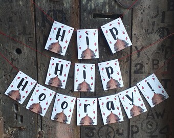 Hip Hip Hooray! Celebratory bunting set by Alice Draws the Line, birthday bunting, engagement bunting, new baby bunting, baby shower bunting