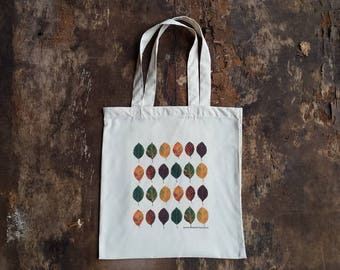 Beech Leaves Autumn tote bag by Alice Draws The Line, 100% recycled, reusable bag. Many designs available including botanical illustrations