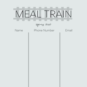 Meal Train Meal Train Sign Up Meal Train Sheet Printable Meal Train